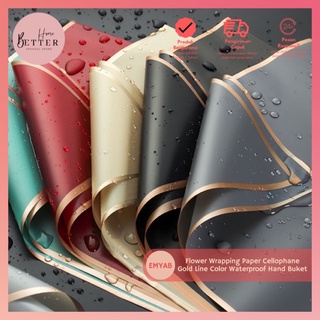 Image of Better Home - Flower Wrapping / Paper Cellophane Gold Line Color Waterproof Hand Buket (ECER) EMYAB
