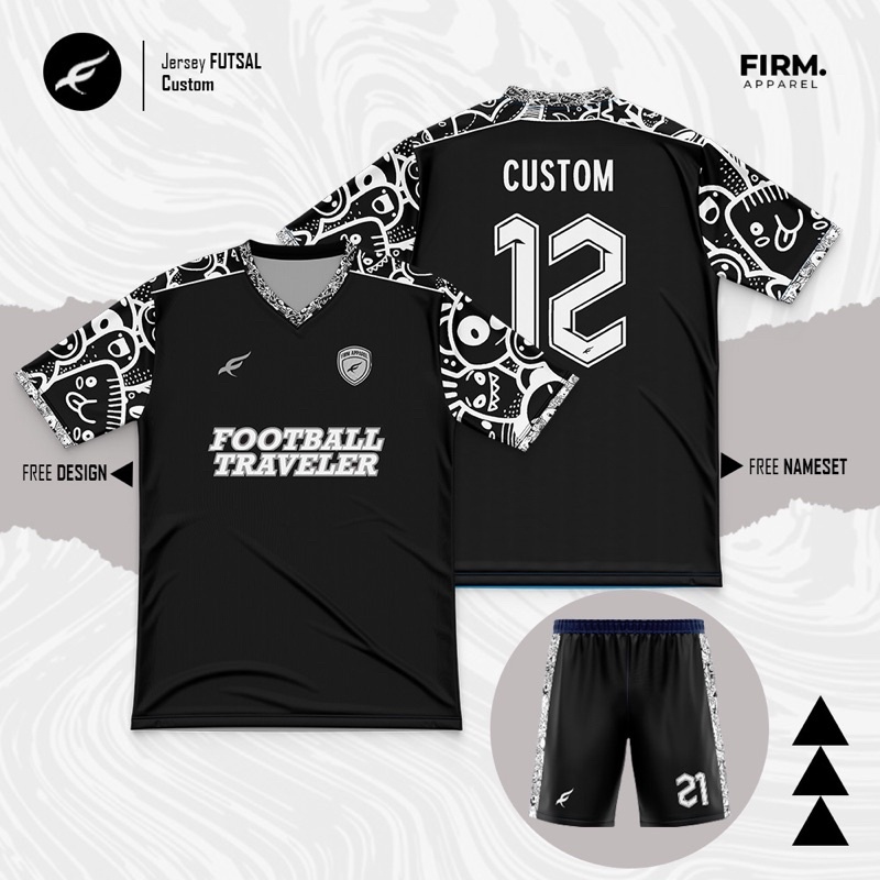 CUSTOM JERSEY FUTSAL DOODLE JERSEY BOLA BAJU FUTSAL CUSTOM FREE NAMESET GRATIS NAMA DAN NOMOR / baju