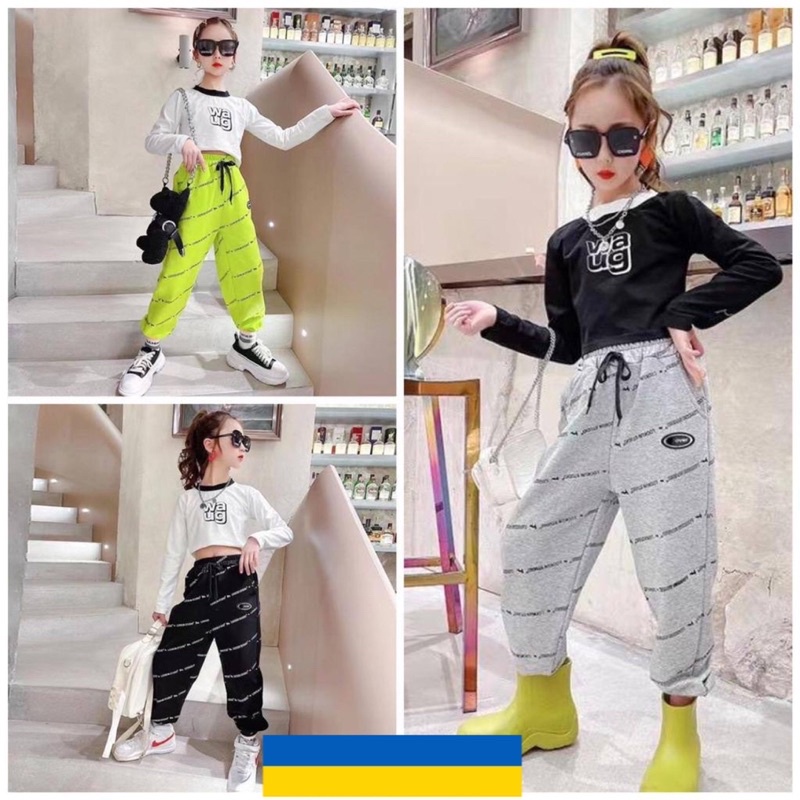 CHERYLL COLLECTIONS 2397  SALE setelan anak perempuan crop jogger import korean style - setelan anak