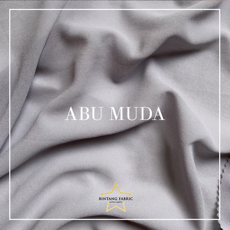 Bahan Kain Ceruti Ceruty Baby doll Premium 1/2 meter-Abu Muda