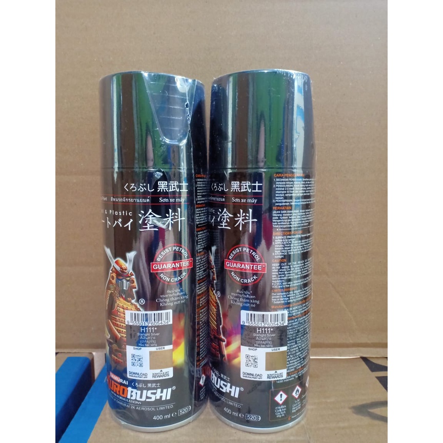 New Samurai Paint Kurobushi Cat Semprot Pilox Pilok H111* Starlight Silver / Perak / Silver Honda (400ml)