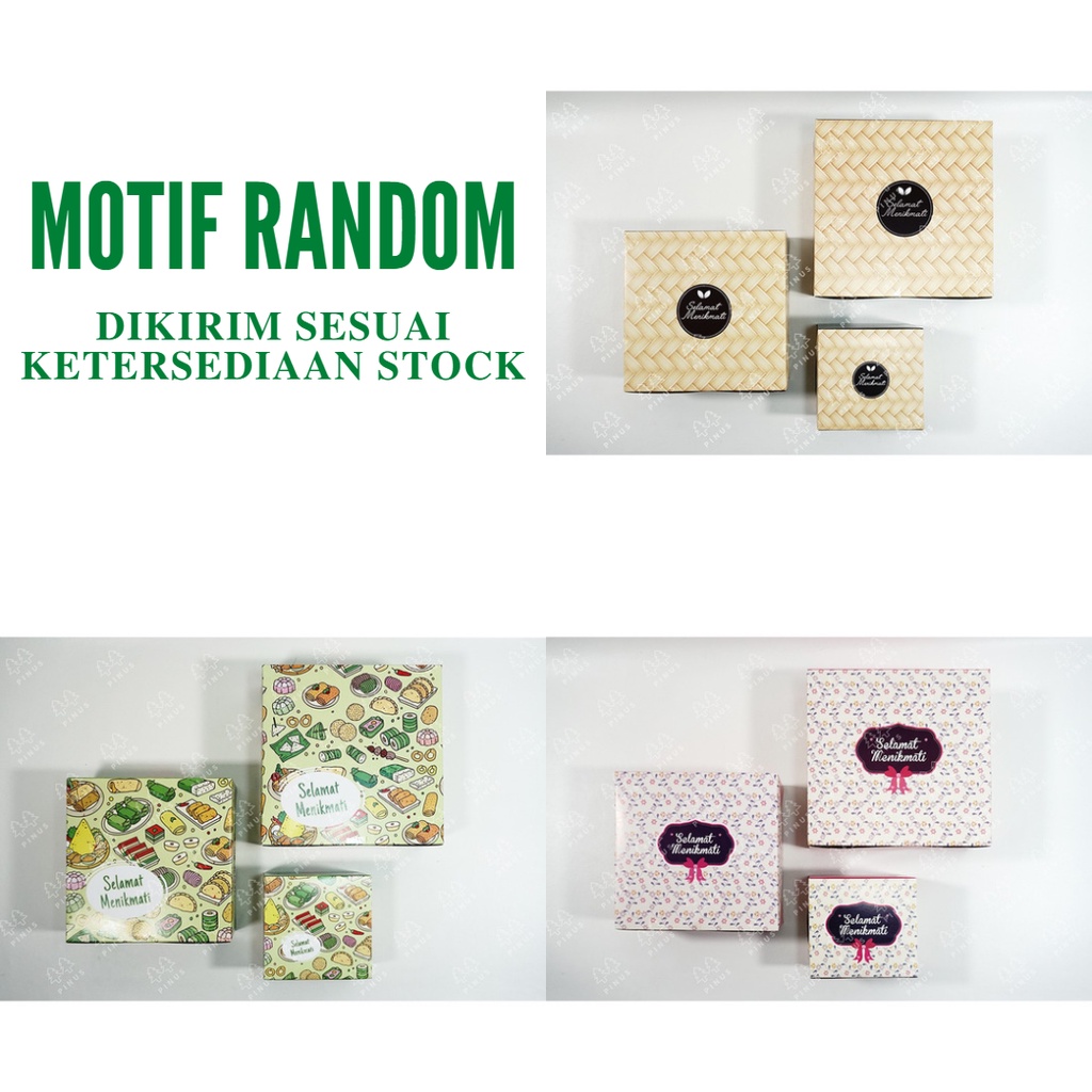 MOTIF RANDOM UFE DUS SNACK / DUS MAKAN MOTIF UKURAN 15x15 isi 50 LEMBAR