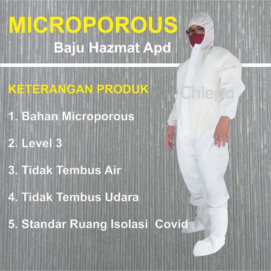 Hazmat - Baju Apd - Bahan Microporous Level 3 - Perlengkapan Medis