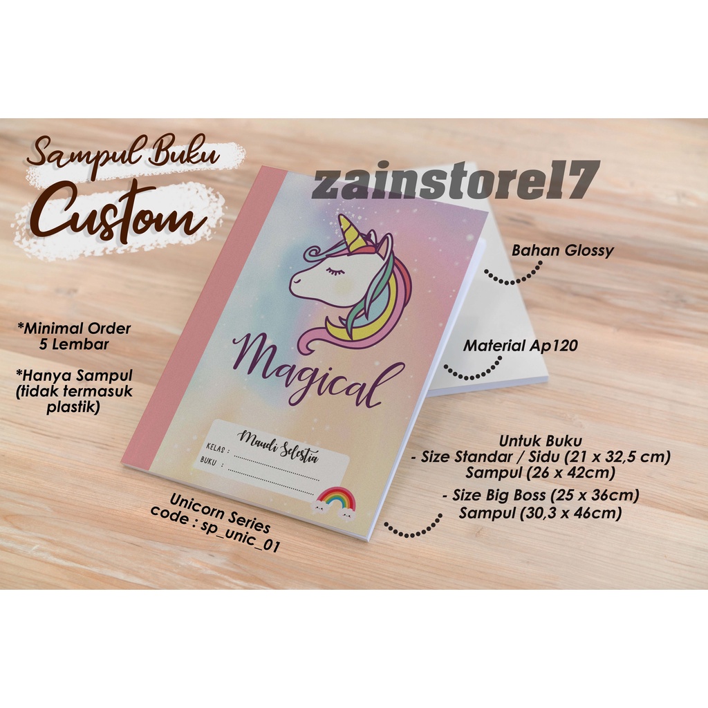 

Sampul Buku Custom Desain Unicorn Composition Book / Bahan Glossy