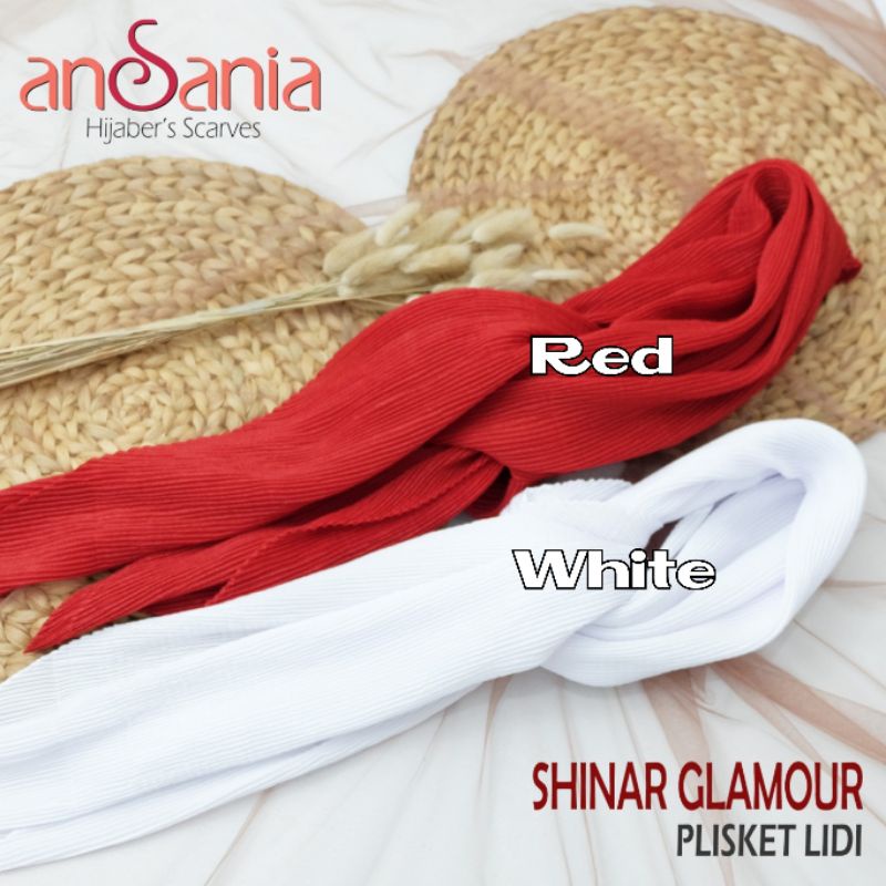 Jilbab Shinar Plisket Segi Empat Ansania-Red Shinar Plisket