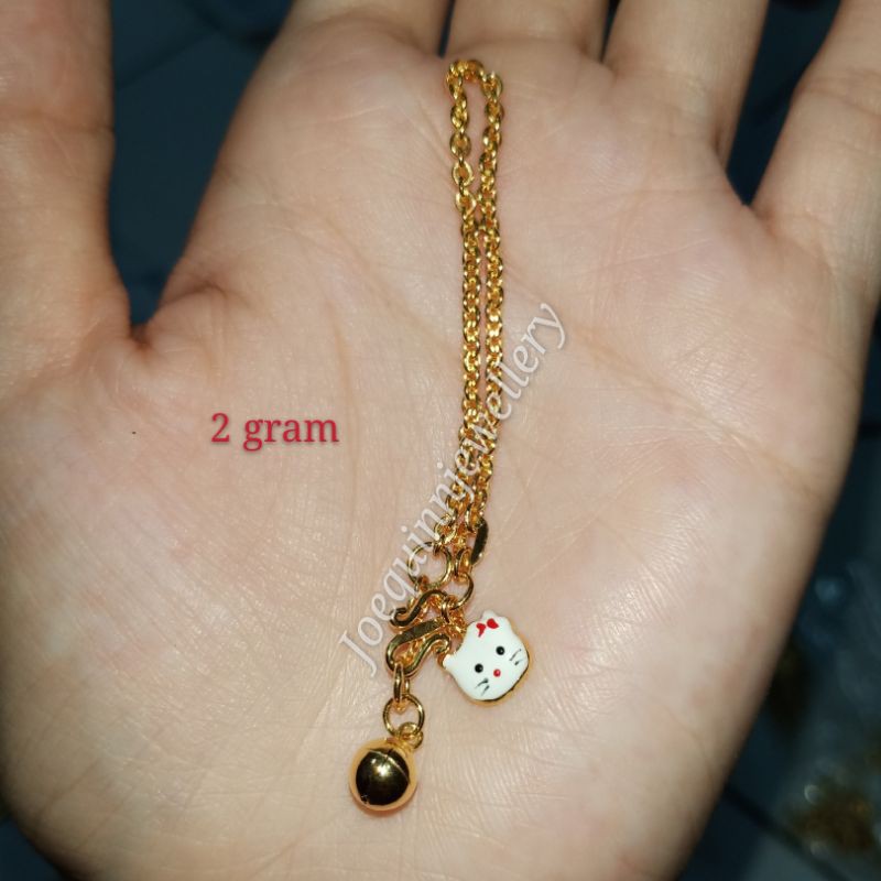 Gelang rante anak hello kitty emas muda 2 gram panjang 12cm