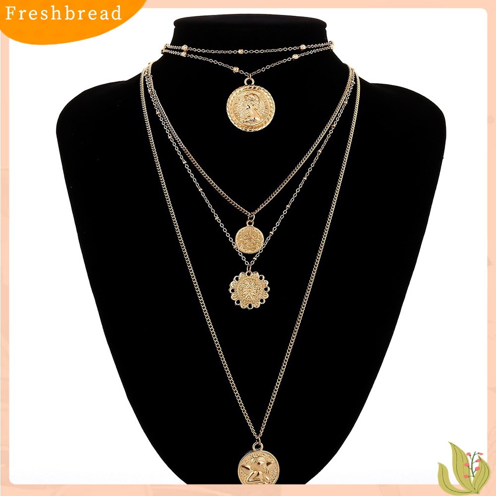 【Fresh】❀Vintage Women Multi-layer Alloy Queen Head Pendant Chain Necklace Jewelry Gift