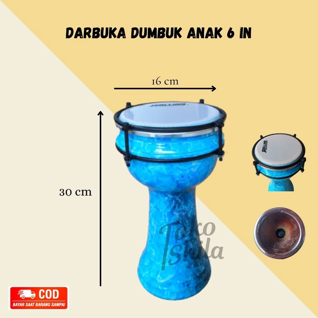 Alat Musik Darbuka/ Dumbuk Hadroh Pinggang Mika 6 inch Anak