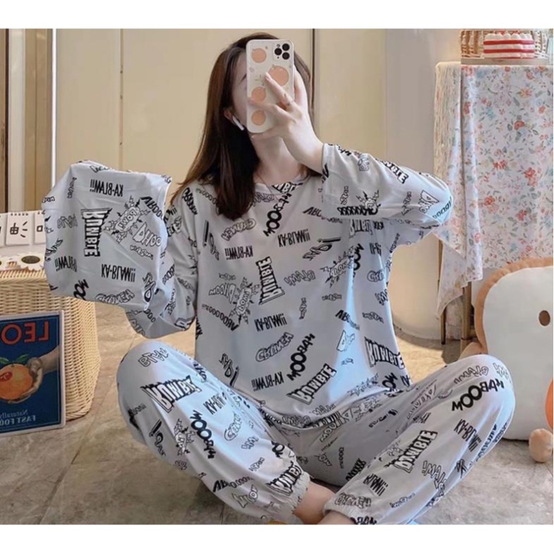 1119 SETELAN CELANA  SET BAJU TIDUR PIYAMA JOGGER JOGER ONE SET SETCEL WANITA DEWASA PP SPANDEK IMPO