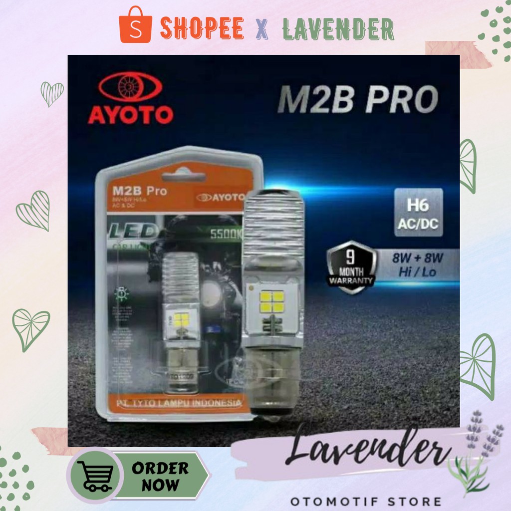 LV AYOTO LAMPU LED motor bebek/matic AYOTO M2B PRO ac dc HI/LO ( GARANSI 9 BULAN )