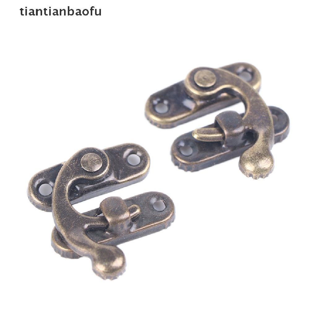 [tiantianbaofu] Small Silver Hasp Latch Chest Lock Jewellery Wine Wooden Box Craft Hook + Screws Boutique