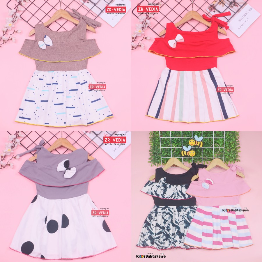 Dress Rachel uk 3-4 Tahun /  Baju Anak Perempuan Dres Sabrina Casual Gaun Pesta Daster Export