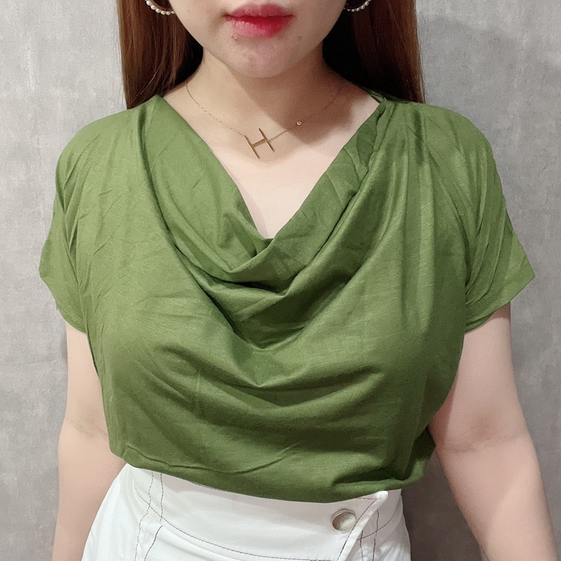 Ruched Short Sleeve Blouse | Atasan Wanita Korean Fashion | Maimon Grosir