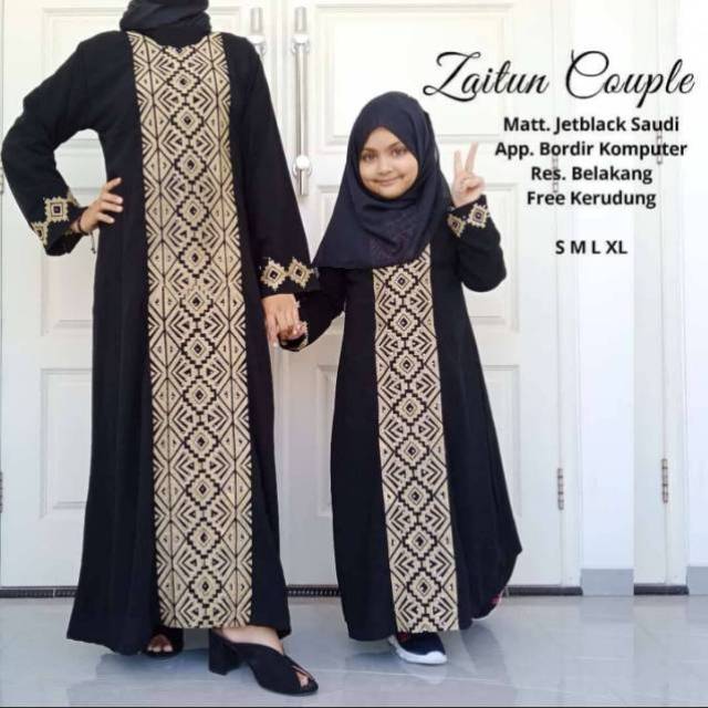 baju muslim Asshofa collection abaya couple Bordir Zaitun gamIs hitam Arab Saudi syari asdf