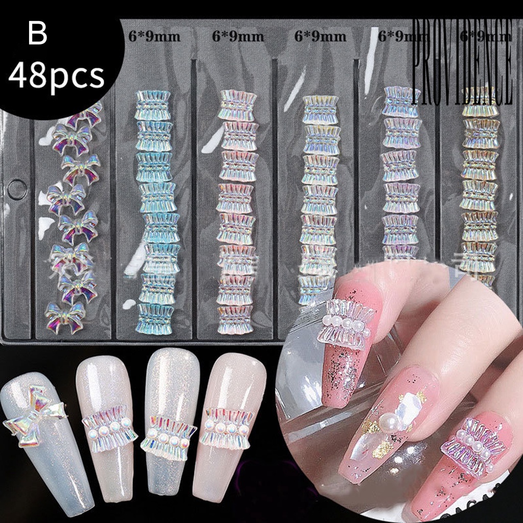 Providence 1 Kantong Hiasan Kuku Nail Art DIY Bentuk Pita Plastik Efek Visual Berkilau