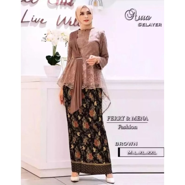 Kk COD// Stelan Tunik Slendang Modern Terbaru dan Rok Plisket//Baju Kebaya Slendang//Baku pesta wisu