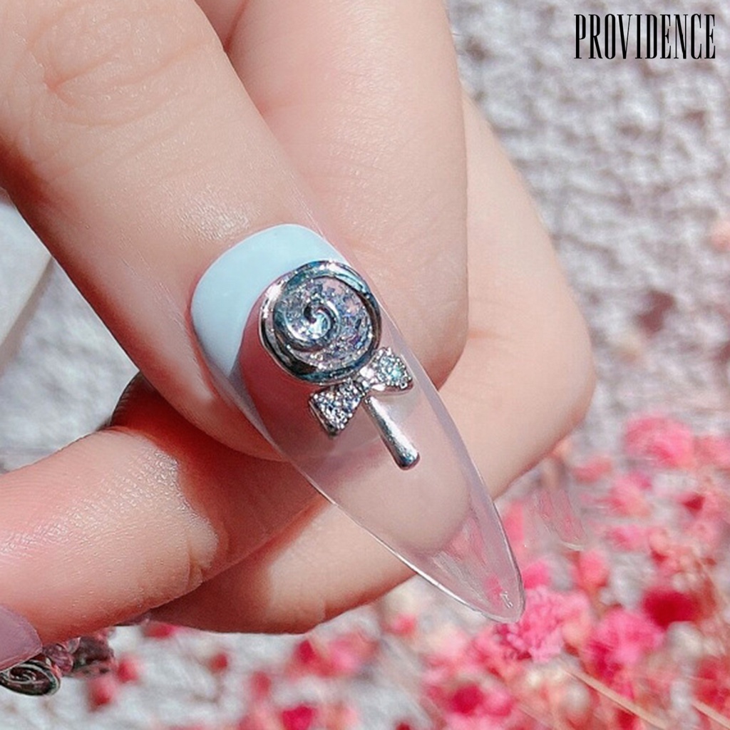 Providence 3Pcs/Set Nail Candy Ornament Lollipop Shape 3D Effect Lightweight Shiny DIY Bright Sugar Rhinestone for Manicure