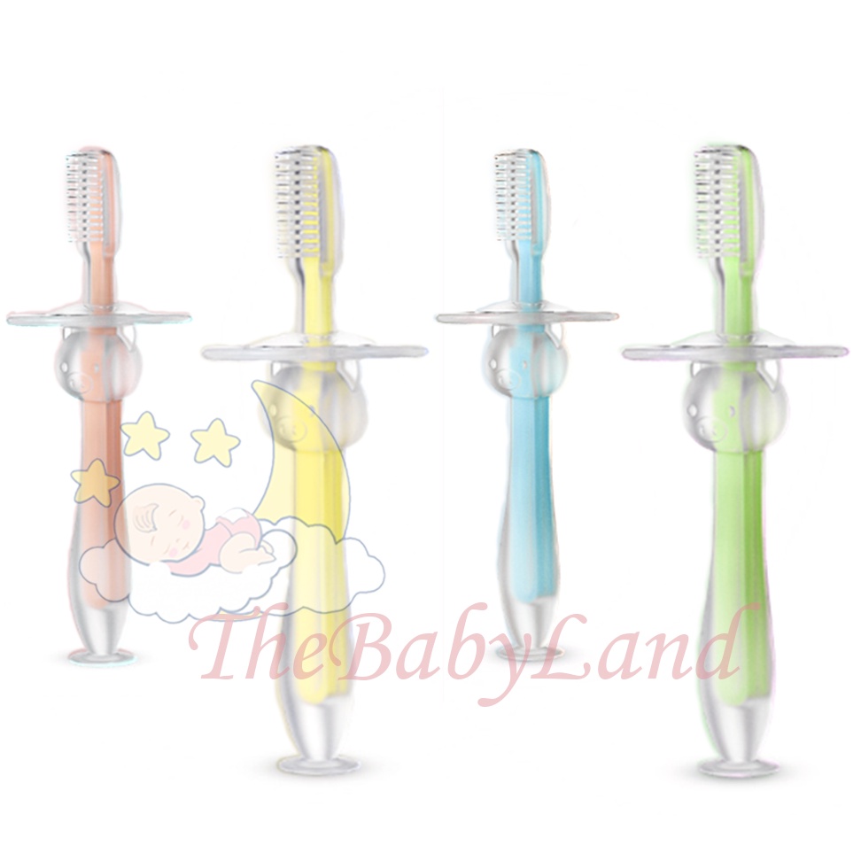 [1KG 52PCS] Babyland Teether Sikat Gigi Silikon Training Dengan Pelindung Anti Sedak Untuk Bayi