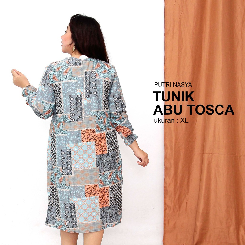 Tunik long rayon big size motif/ atasan wanita jumbo / atasan tunik / tunik kerja / tunik motif