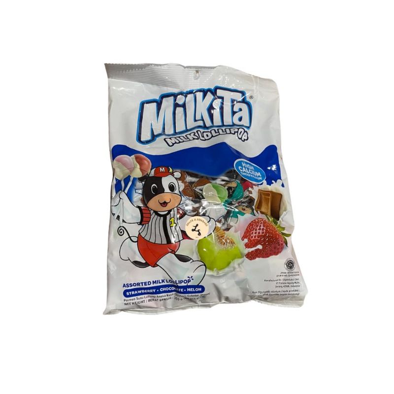 

Permen milkita lolipop zak ( 40pcs x 6 gr) milkita assorted milk lollipop refill rasa mix