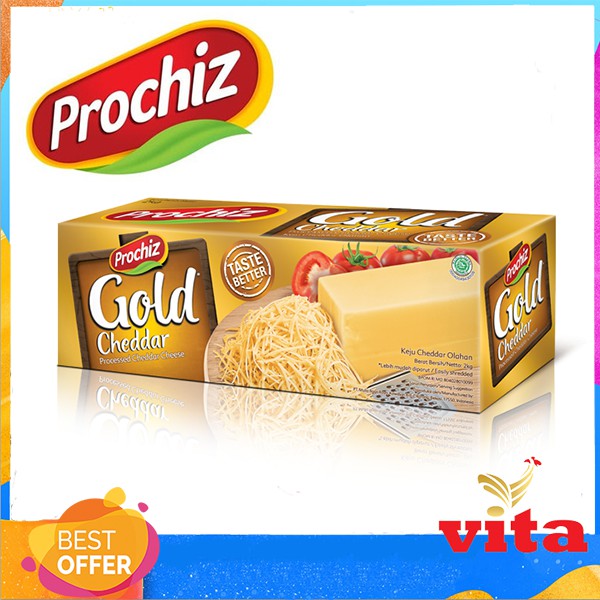 

Keju Gold Cheddar Block Cheese Prochiz 2kg