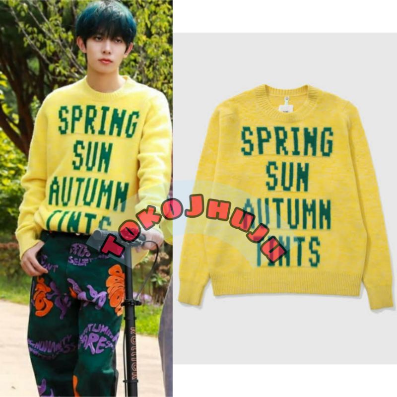 Basic Sweatet Enhypen Heeseung Spring Sun Autum sablon hijau