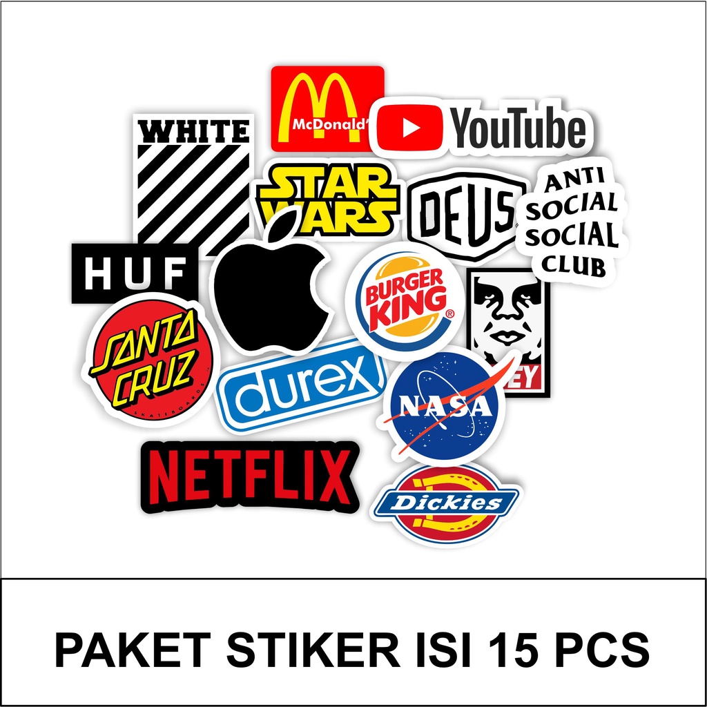 Stiker Sticker Logo santa Apple mcd netflix nasa series Blue Black White Case PhoneLogo Brand Skate 