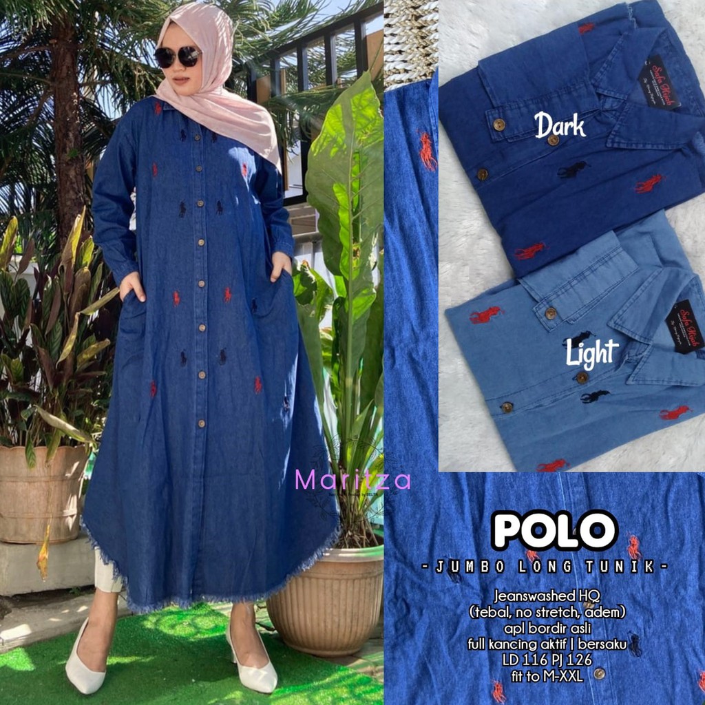 Lauren rawis BIGSIZE / POLO LONG tunik jumbo jeans GBM