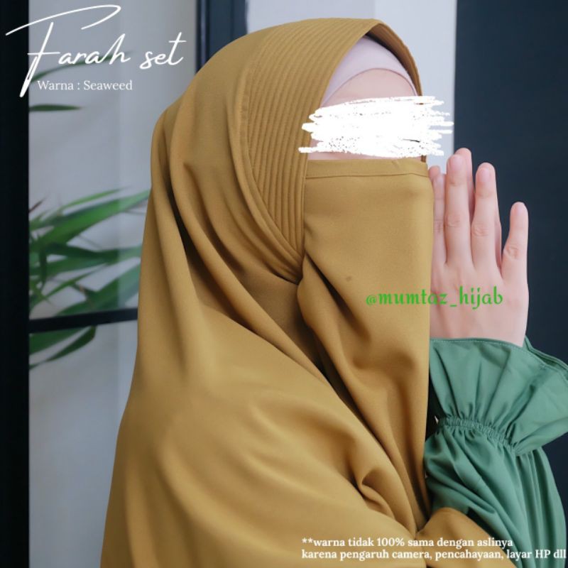 Gamis Jilbab Free Cadar Farah set by Mumtaz hijab toyobo