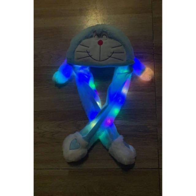 Bunny hat/topi boneka lampu led/bunny doraemon pikachu stich