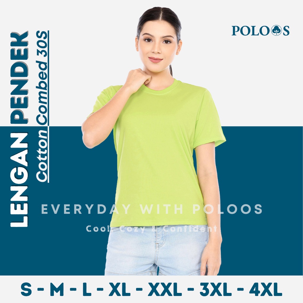 Baju Kaos Polos Wanita Dewasa Lengan Pendek Reguler Hijau Neon