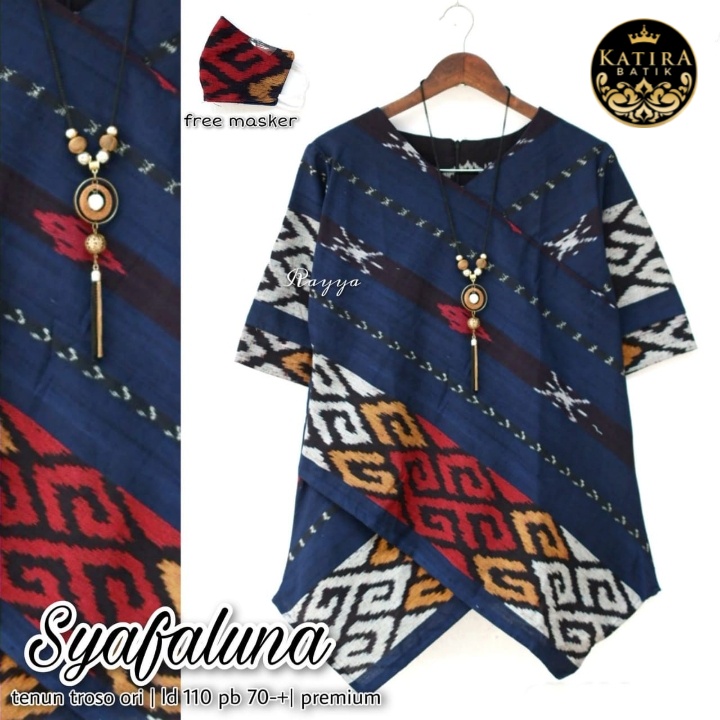 SYAFALUNA BLOUSE BATIK TENUN  ASLI SONGKET TENUN KIMONO JUMBO LD 110 XXXL HANDMADE BATIK BLUS ASIMET