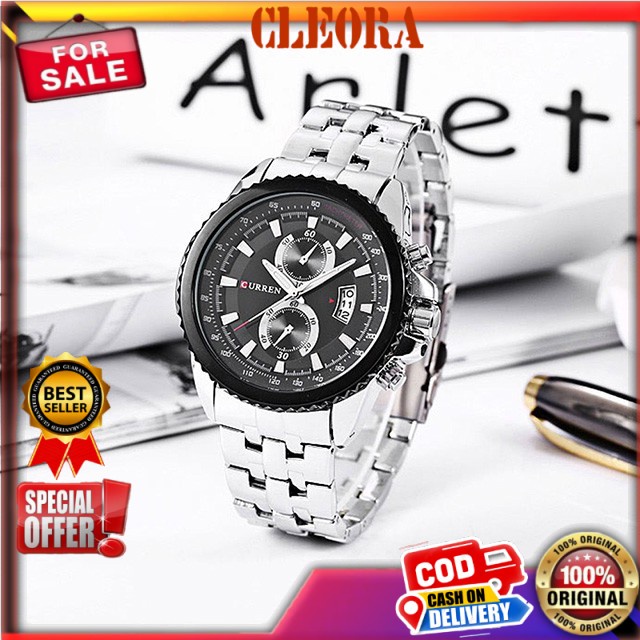 Jam Tangan Pria CURREN Original Analog Ori Stainless Steel Chronograph Tidak Aktif Jam Arloji Origin