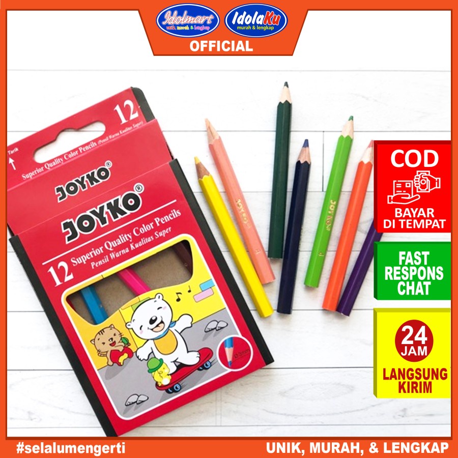 IDOLMART Pensil Warna Joyko Pendek 12 Warna Idolmart Surabaya