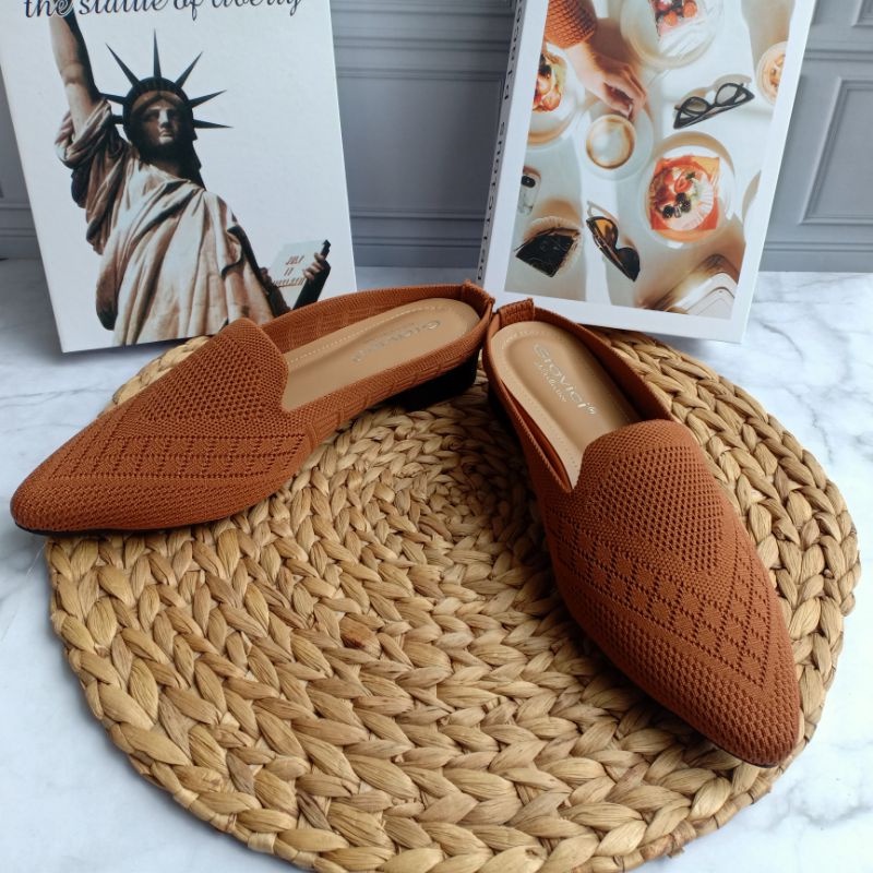 GRAVICI - Sepatu Slip On Mules Wanita Bahan Rajut Import SP 07