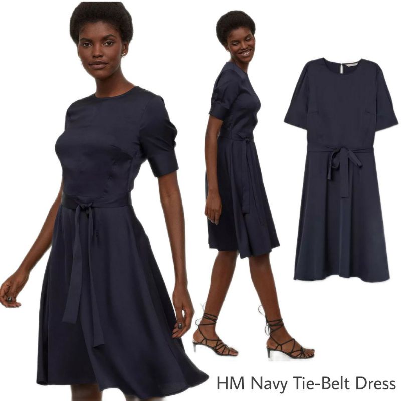 HM Navy Tie-Belt Dress