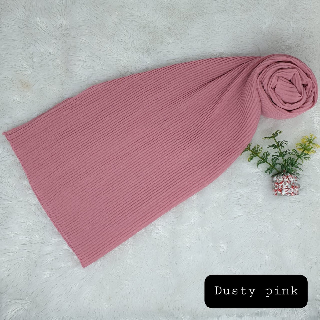 Pashmina Plisket Ceruty Babydol Full Plisket Lidi Tanpa Lipatan-DUSTY PINK