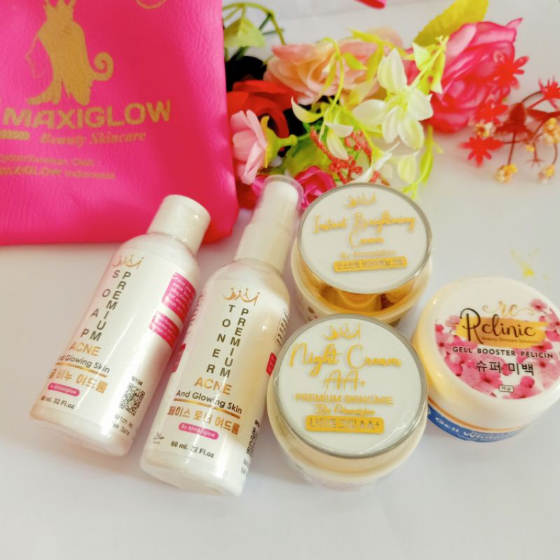 paket al maxi glow whitening/brightening + salep pelicin rclinic 5in1