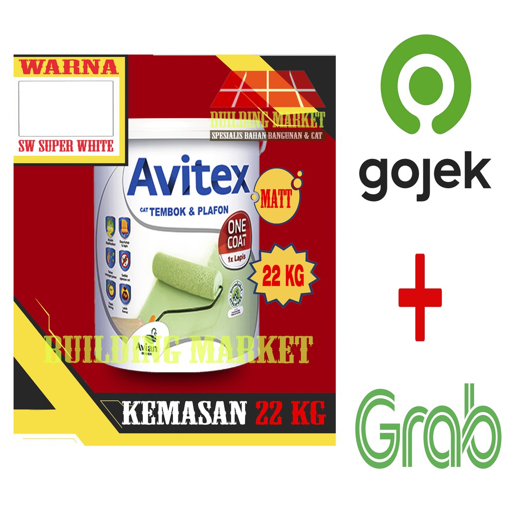 CAT PLAFON CAT TEMBOK AVITEX ONE COAT INTERIOR SUPER WHITE 22 KG