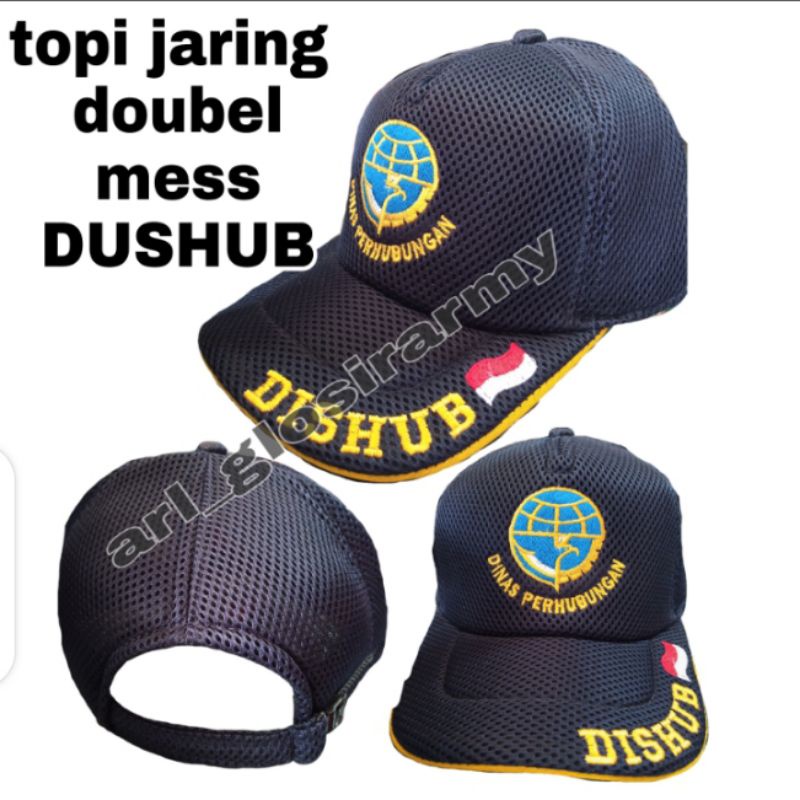 topi jaring dishub.topi dishub logo bordir doubel mess terbaru.