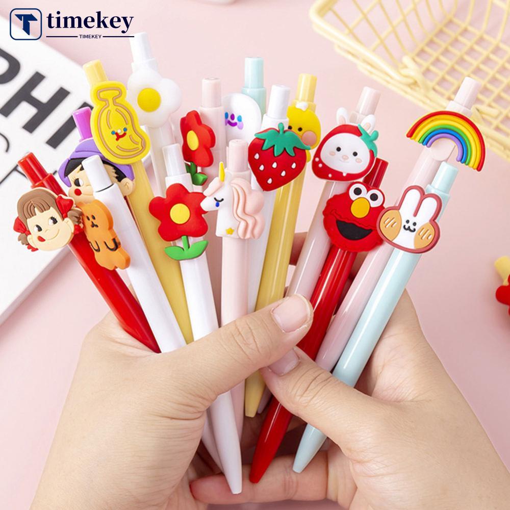 Timekey Pulpen Gel Tinta Hitam 0.38mm Motif Kelinci / Bunga / Telur Rebus Untuk Stationery Anak / Sekolah A6G1