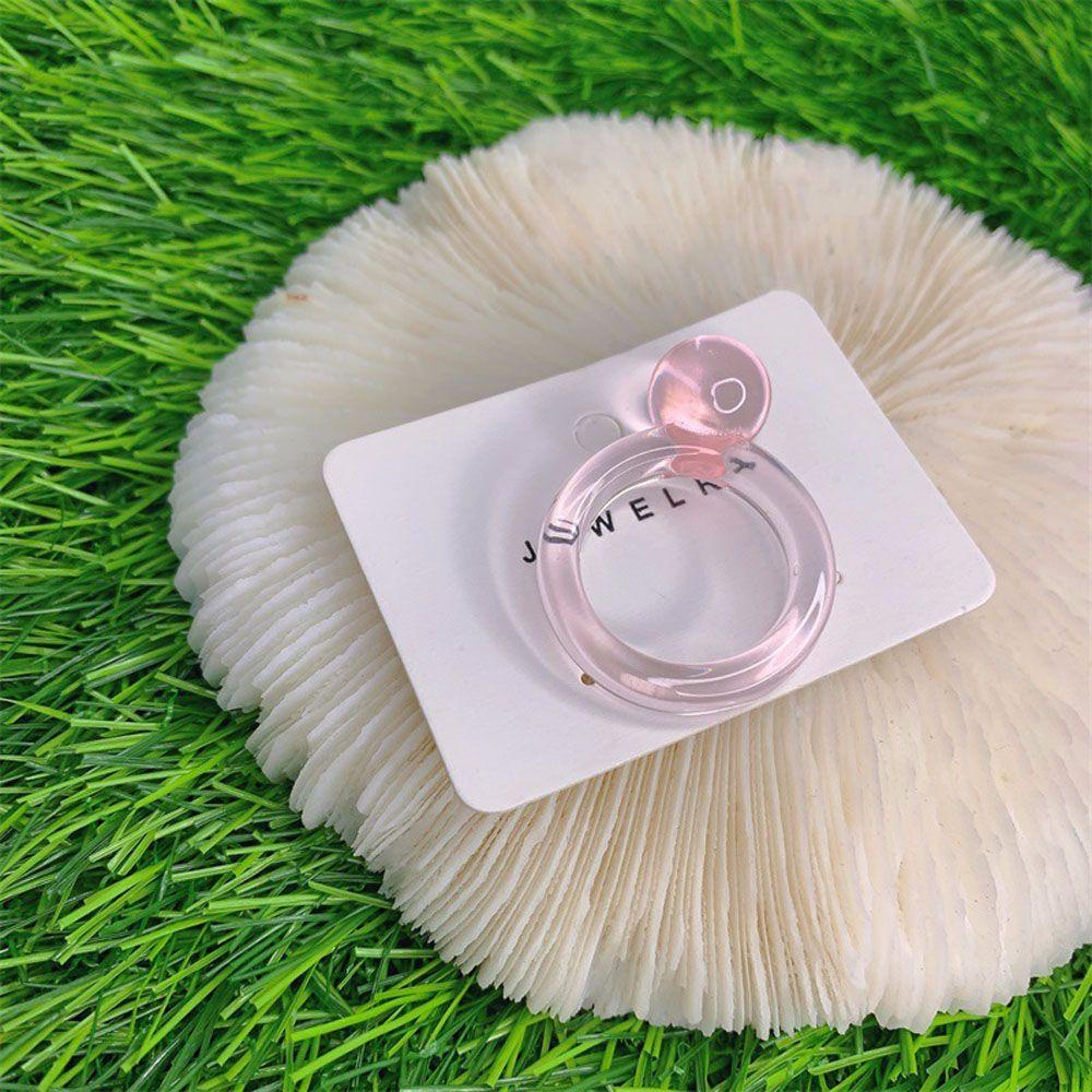 Mxbeauty Cincin Resin Hadiah Lucu Indah Manis Transparan Permen Warna Halus Geometris Fashion Perhiasan