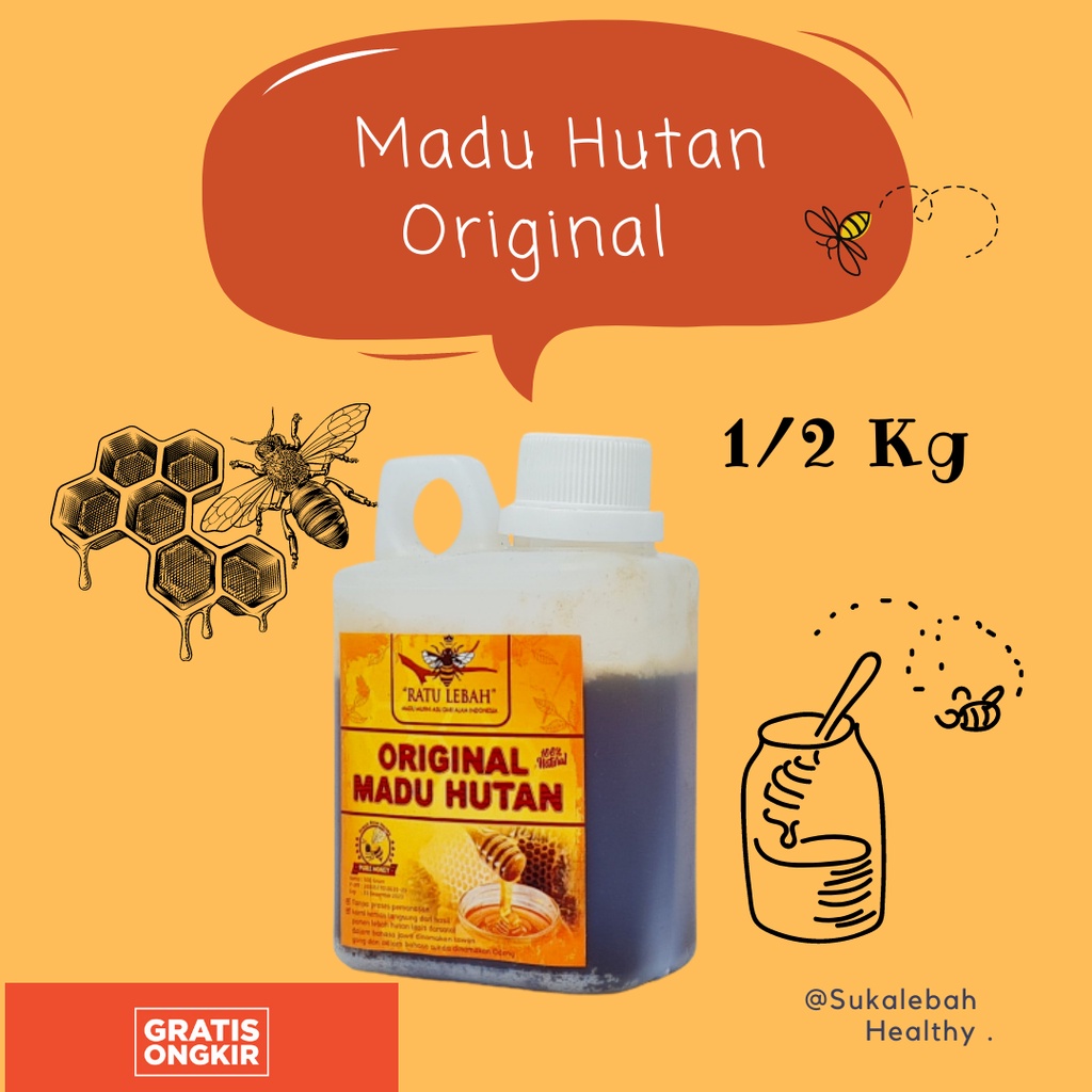 

Madu Hutan Asli Madu Hutan Asli 100% Madu Asli Ratu Lebah 1/2kg
