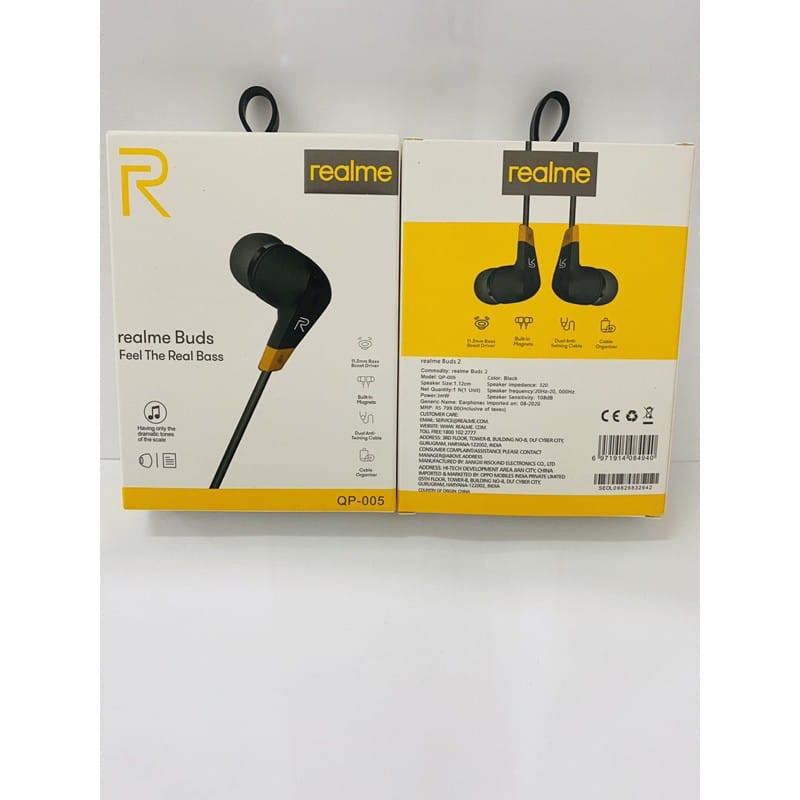 Handsfree Headset Realme Super Bass QP-005 Stereo Earphone 3.5mm Audio Jack Universal