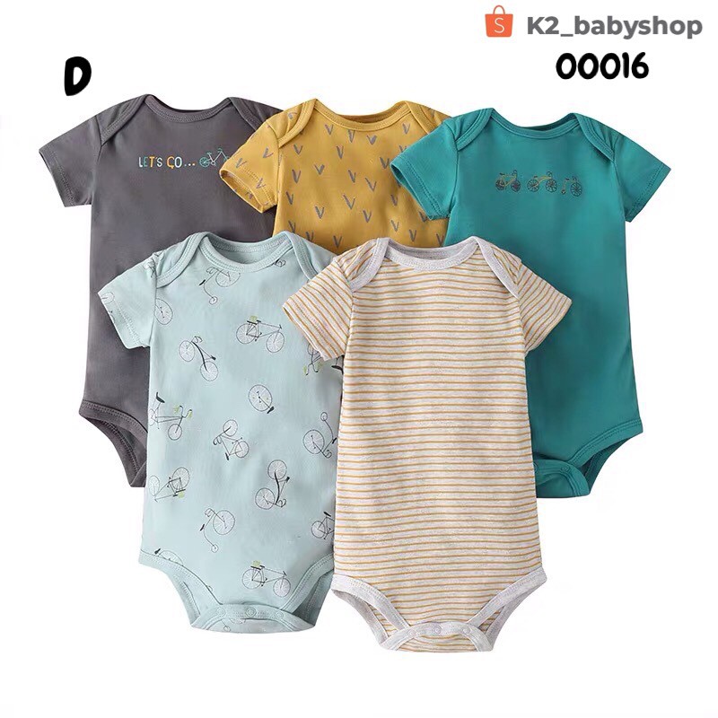 BABY K2 - BABY BODYSUIT MAMASPAPAS PREMIUM ISI 5 PCS MOTIF SEPEDA KODE 00016