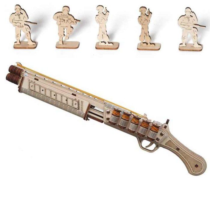 Beaverlab Remington Rubber Band Shotgun 3D Puzzle - Pistol Mainan Karet 3D Plywood