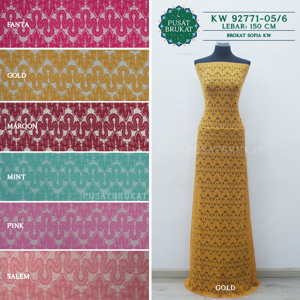 KAIN BRUKAT LACE KEBAYA METERAN / BROKAT MALIKA VINTAGE MOTIF SALUR OMBAK - LARISSA KW 92771 - LEBAR 150CM- [harga per 0.5m]