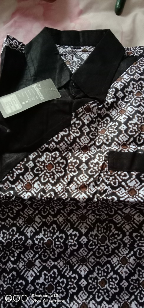 Trolis Grosir Kemeja Batik Pria Cowok Lengan Pendek Kombinasi Polos Hitam Merah Fs Grup Promo45batik
