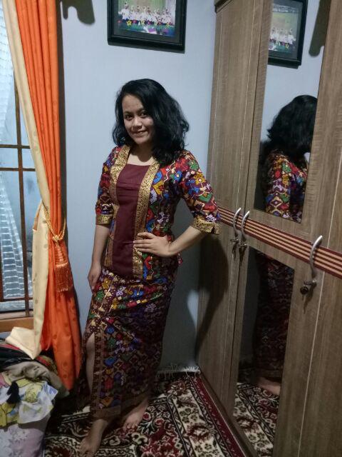 Sarimbit/ Couple Batik Rok N Blus Wanita Span Panjang Mentari Prodo Maroon