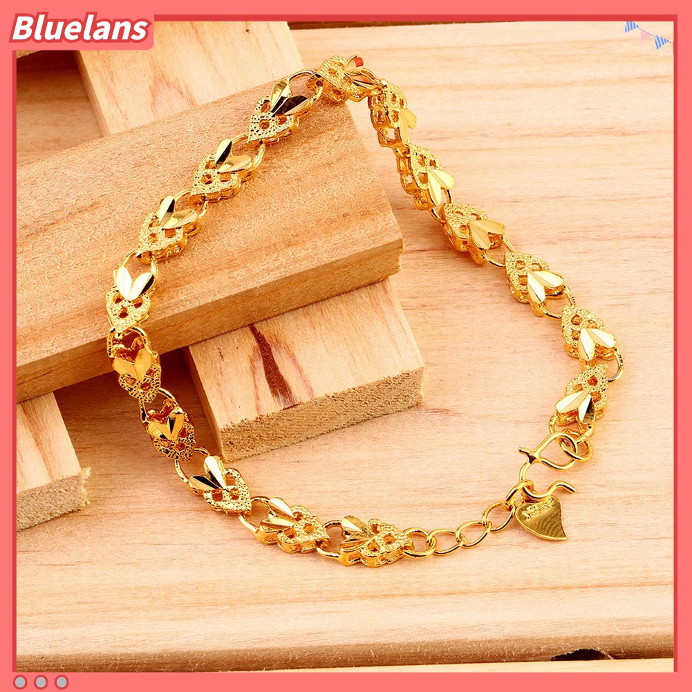 Gelang Rantai Liontin Hati Warna Emas Untuk Wanita